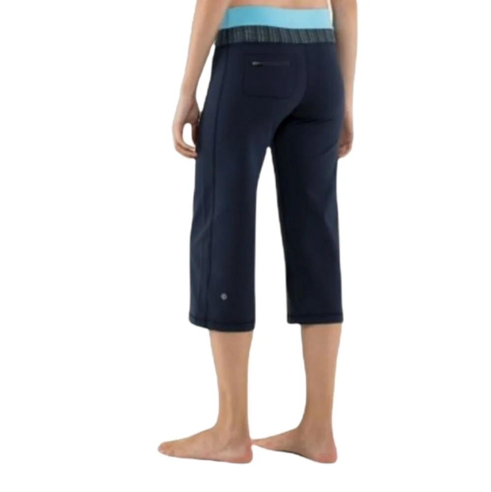 Lululemon Dharana Crop Pants Ink Well Blue Moon Stretch‎ Draw Cord Legs
